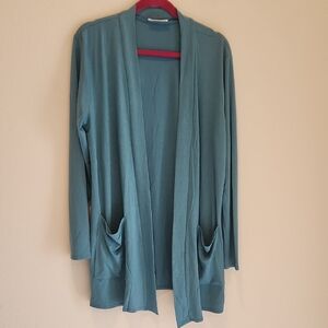 Elegant Open Front Cardigan - Tealish Color
